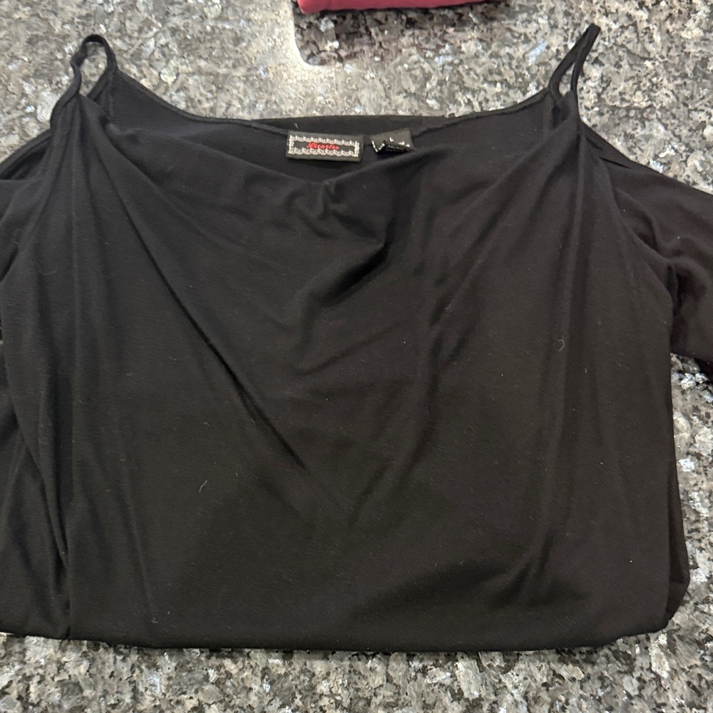 Black Women's Off the Shoulder Top with Silver Accent
